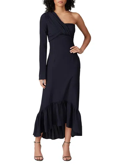 Rokh Women's One Shoulder Midi Sheath Dress In Blue