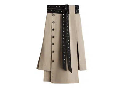 Pre-owned Rokh Women's  H&m Belted Twill Skirt In Greige/black