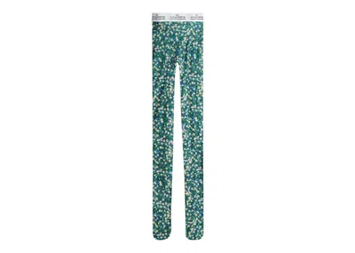Pre-owned Rokh Women's  H&m Printed Tights 30 Denier In Bright Blue/floral