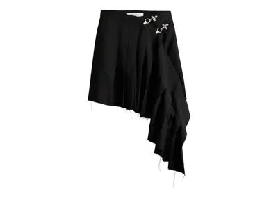 Pre-owned Rokh Women's  H&m Woolblend Asymmetric Skirt In Black