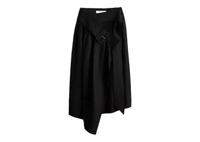 Pre-owned Rokh Women's  H&m Woolblend Beltdetail Skirt In Black