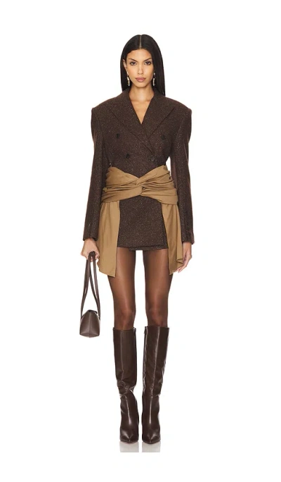 Rokh Wrapped Blazer In Brown Melange