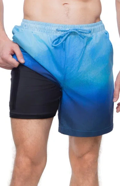 Rokka&rolla 7" Compression Liner Swim Trunks Upf 50+ In Blue