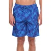 Rokka&rolla All-day Comfort Mesh-lined Swim Trunks In Blue Leaves