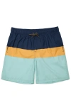 Rokka&rolla All-day Comfort Mesh-lined Swim Trunks In Navy Mustard