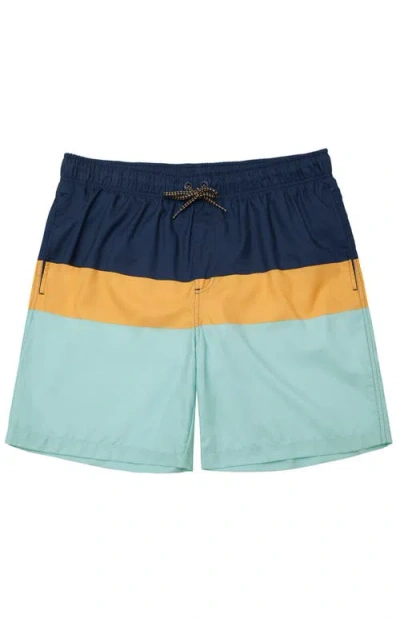 Rokka&rolla All-day Comfort Mesh-lined Swim Trunks In Navy Mustard