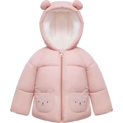 Rokka&rolla Babies'  Borg-lined Bear Ears Puffer Jacket In Pink