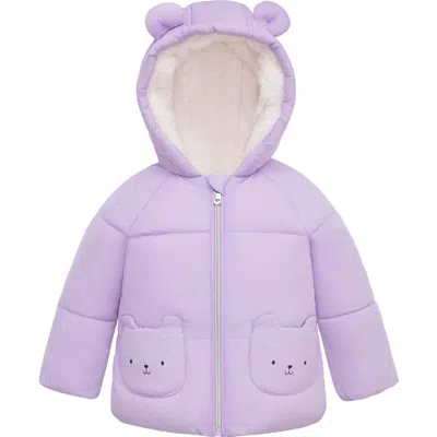 Rokka&rolla Babies'  Borg-lined Bear Ears Puffer Jacket In Purple