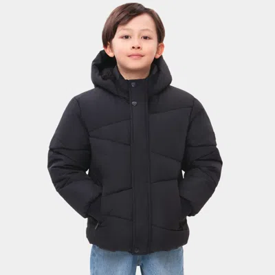 Rokka&rolla Boys' Grid Winter Coat Kids' Fleece Lined Jacket In Black