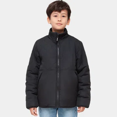 Rokka&rolla Kids' Boys' Reversible Quilted Jacket Fleece Lined Puffer Coat In Black