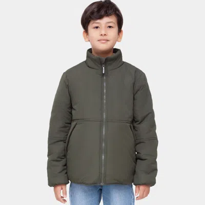Rokka&rolla Kids' Boys' Reversible Quilted Jacket Fleece Lined Puffer Coat In Green