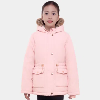 Rokka&rolla Kids' Girls' Hooded Parka Jacket Fleece Lined Winter Coat In Pink