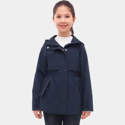 Rokka&rolla Kids' Girls' Solid Trench Coat Windbreaker Jacket In Blue