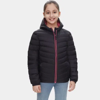 Rokka&rolla Kids' Girls' Ultra-light Real Down Packable Jacket In Black
