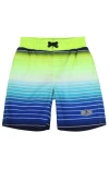 Rokka&rolla Kid's Swim Trunks With Mesh Lining And Upf 50+ Protection In Stripe Neon