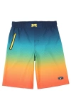 Rokka&rolla Kids' 4-way Stretch Quick-dry Swim Trunks With Mesh Lining And Upf 50+ Protection In Neon Waves