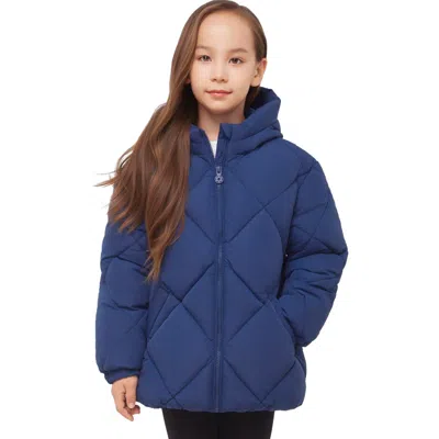 Rokka&rolla Kids' Charlotte Diamond Quilted Hooded Puffer Jacket In Blue