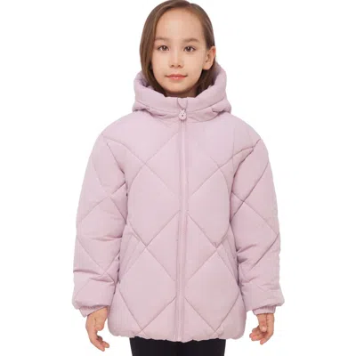 Rokka&rolla Kids' Charlotte Diamond Quilted Hooded Puffer Jacket In Pink