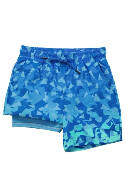 Rokka&rolla Kids' Compression Liner Swim Trunks Upf 50+ In Aqua Blue