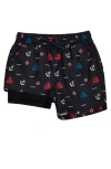 Rokka&rolla Kids' Compression Liner Swim Trunks Upf 50+ In Black Anchor