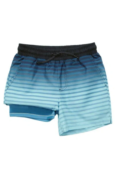 Rokka&rolla Kids' Compression Liner Swim Trunks Upf 50+ In Blue Stripe