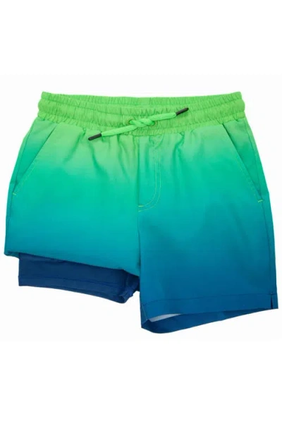 Rokka&rolla Kids' Compression Liner Swim Trunks Upf 50+ In Emerald Bay