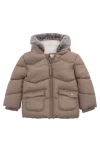 Rokka&rolla Baby Cozy Fleece Lined Warm Winter Coat With Hood In Warm Beige