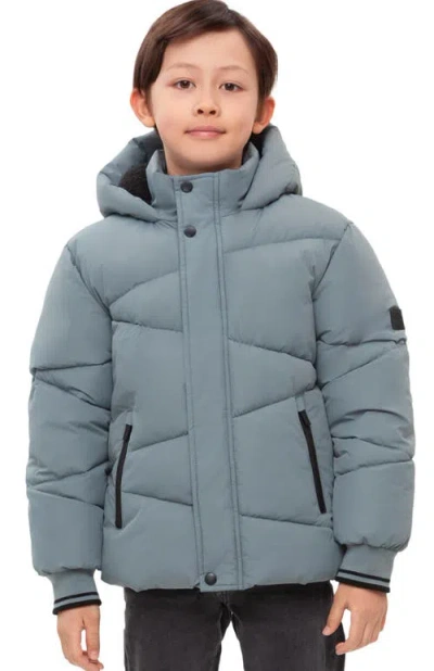 Rokka&rolla Kids' Cozy Grid Puffer Jacket In Gray