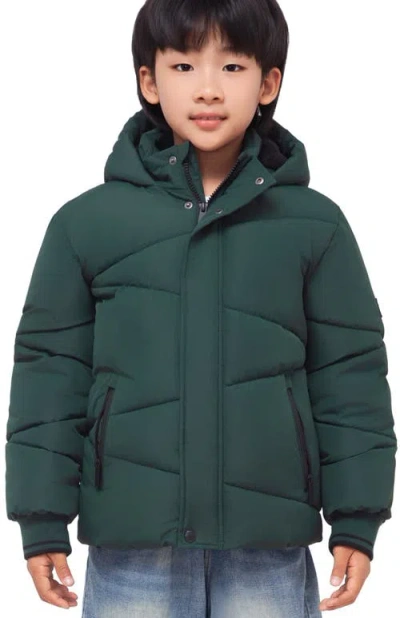 Rokka&rolla Kids' Cozy Grid Puffer Jacket In Green