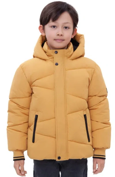 Rokka&rolla Kids' Cozy Grid Puffer Jacket In Yellow