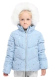 Rokka&rolla Kids' Heavyweight Puffer Jacket In Blue Fog Silver Star