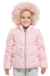 Rokka&rolla Kids' Heavyweight Puffer Jacket In Crystal Rose With Silver Star