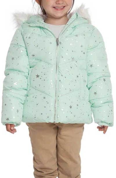 Rokka&rolla Kids' Heavyweight Puffer Jacket In Mist With Silver Star