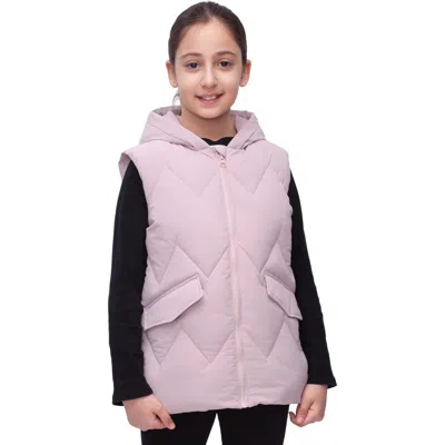 Rokka&rolla Kids' Hooded Puffer Vest In Pink