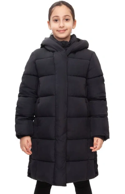 Rokka&rolla Kids' Knee Length Puffer Coat In Black
