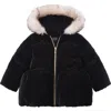 Rokka&rolla Kids' Luxe Bow Puffer Coat In Black