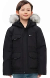 Rokka&rolla Kids' Parka Coat With Detachable Trim In Black