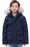 Rokka&rolla Kids' Parka Coat With Detachable Trim In Brown