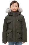 Rokka&rolla Kids' Parka Coat With Detachable Trim In Green