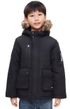 Rokka&rolla Kids' Parka Jacket With Insulated Hood In Black