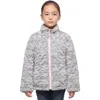 Rokka&rolla Kids' Reversible Fleece Puffer Jacket In Frost Gray/chalk Pink