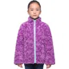 Rokka&rolla Kids' Reversible Fleece Puffer Jacket In Mulberry Ice/green Printed