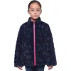 Rokka&rolla Kids' Reversible Fleece Puffer Jacket In Navy Rose Pink
