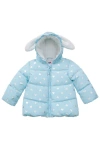 Rokka&rolla Baby Soft Fleece Lined Bunny Puffer Jacket In Sky Blue