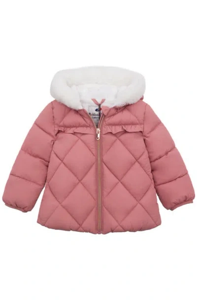 Rokka&rolla Baby Soft Lining Hooded Puffer Jacket In Pink Coral