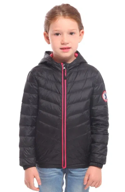 Rokka&rolla Kids' Ultra Light Quilt Packable Down Jacket In Rich Black