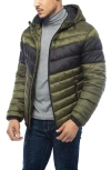 Rokka&rolla Lightweight Quilted Hooded Puffer Jacket In Forest Night/very Black