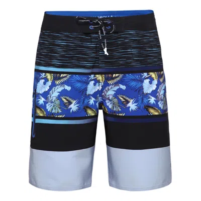 Rokka&rolla Men's 9" 4-way Stretch Board Swim Shorts In Multi