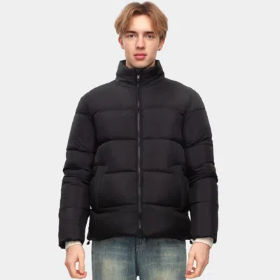 Rokka&rolla Men's Solid Puffer Coat Stand Up Collar Jacket In Black