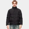 Rokka&rolla Men's Solid Puffer Coat Stand Up Collar Jacket In Black